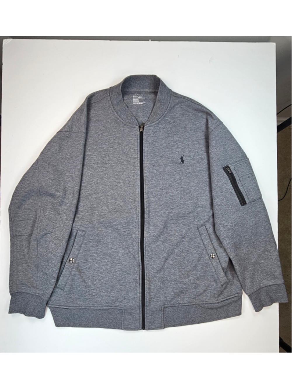 Polo Ralph Lauren Performance Bomber Jacket Mens 2XB Gray Full Zip Pony